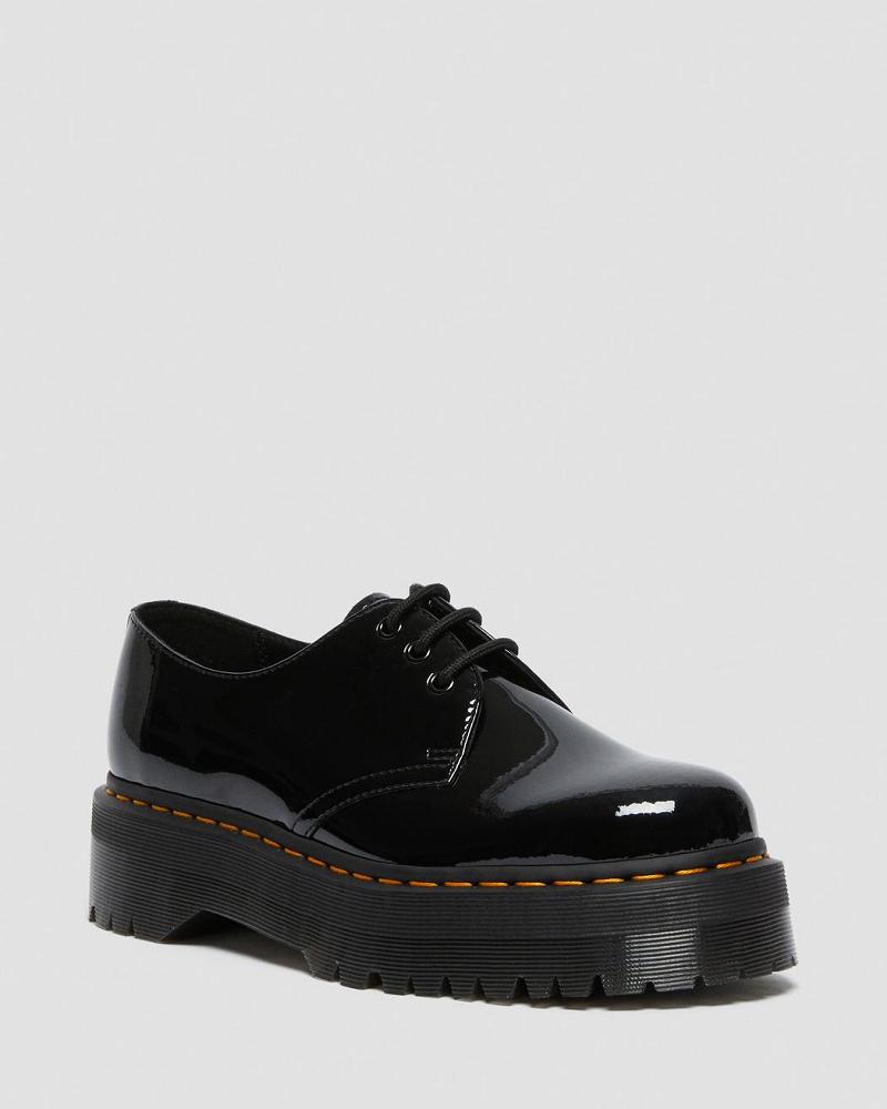 Black Women\'s Dr Martens 1461 Patent Leather Platform Oxfords Shoes | CA 364DFM